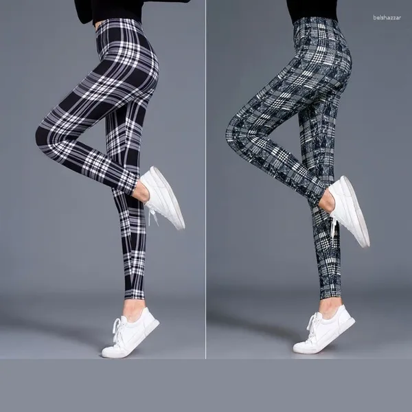 Leggings pour femmes Sowxof Spring Silk Plaid Us