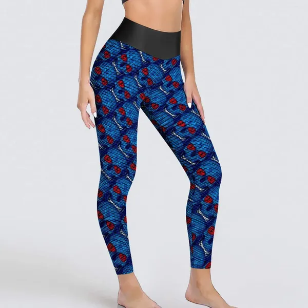Leggings de leggings sucre crâne rouge blanc blue fitness gym de yoga pantalon feme