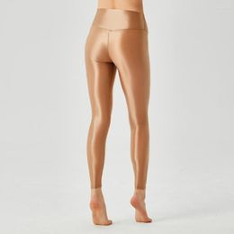 Damen-Leggings, Sommer, glänzend, ultradünn, durchsichtig, Yoga-Hose, hohe Taille, nahtlos, durchsichtig, sexy, enge Satin-Hose für Damen