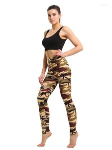 Leggings pour femmes Été Femmes Pantalons de yoga Élastique Sport Camouflage 3D Imprimer Mince Polaire Slim Pantalon à séchage rapide Skinny Gym