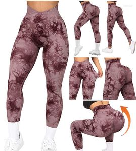 Leggings femme cravate teinture pantalons de Yoga femmes taille haute vêtements course sport Fitness entraînement Push Up collants Scrunch BuLeggings