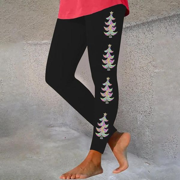 Leggings para mujer, pantalones con estampado navideño, bragas largas elásticas para mujer, pantalones de oficina de algodón 3x