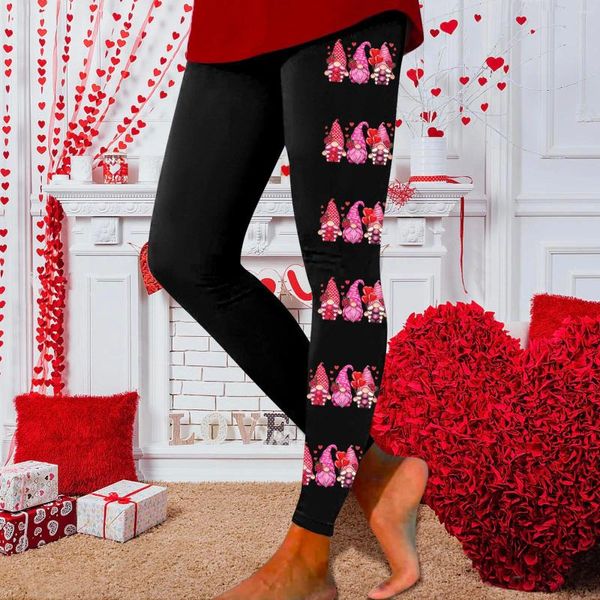 Leggings pour femmes Saint Valentin imprimé pour femmes taille basse Yoga Sport Collants One-Side Love Graphic Fitness