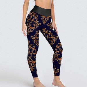 Leggings Femmes Vintage Baroque Gold Damask Gym Yoga Pantalons Femmes Push Up Nouveauté Leggins Sexy Modèle Élastique Collants De Sport Grande Taille