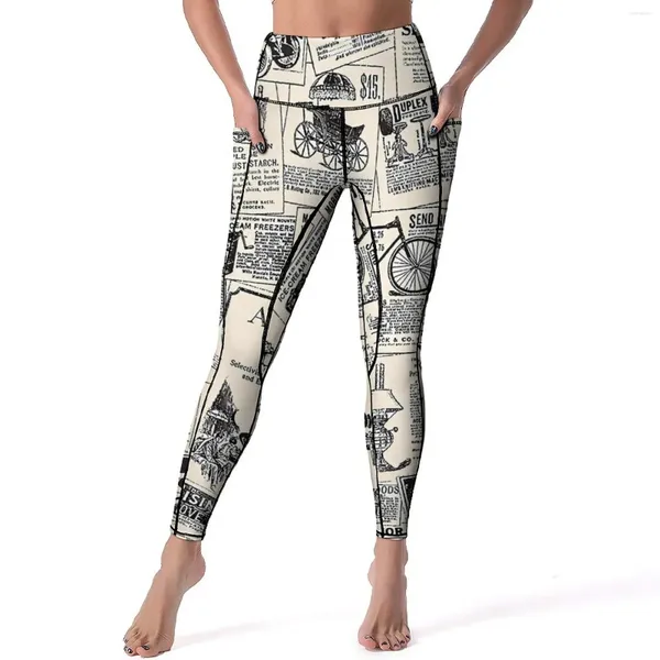 Mallas de mujer Vintage con estampado de letras, pantalones de Yoga Push Up, mallas elásticas bonitas, mallas deportivas con estampado gráfico para mujer