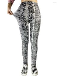 Leggings femme VISNXGI taille haute décontracté femmes gris motif serpent doux Push Up Fitness Sport pantalon femme vêtements