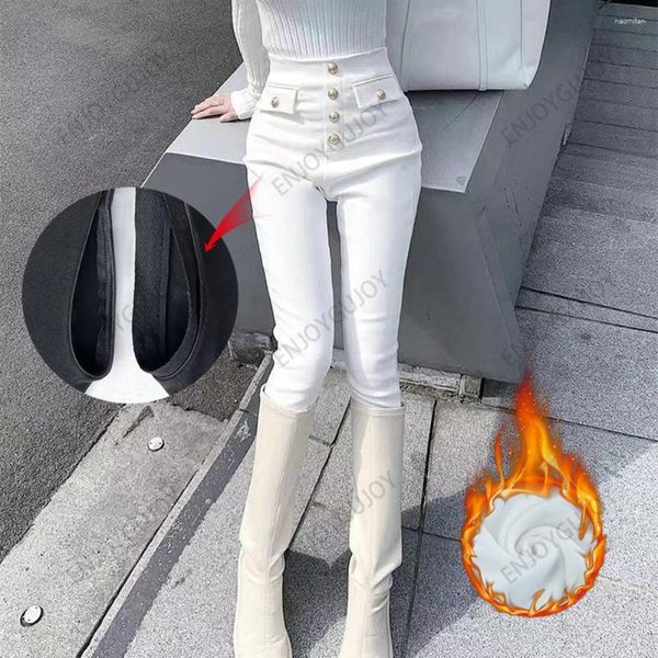 Leggings de mujer Pantalones de lápiz blanco MS Invisible Invisible Interior de la entrepierna Estilo extranjero Estilo ajustado Fashionable High Wisted