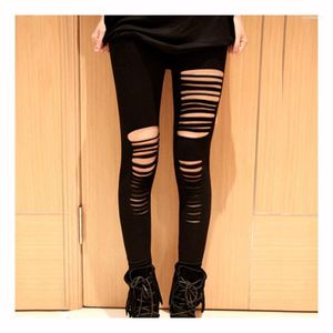 Leggings pour femmes Grossiste pour femmes - Fation Sexy Black Womens Ripped Torn Slashed Pants1