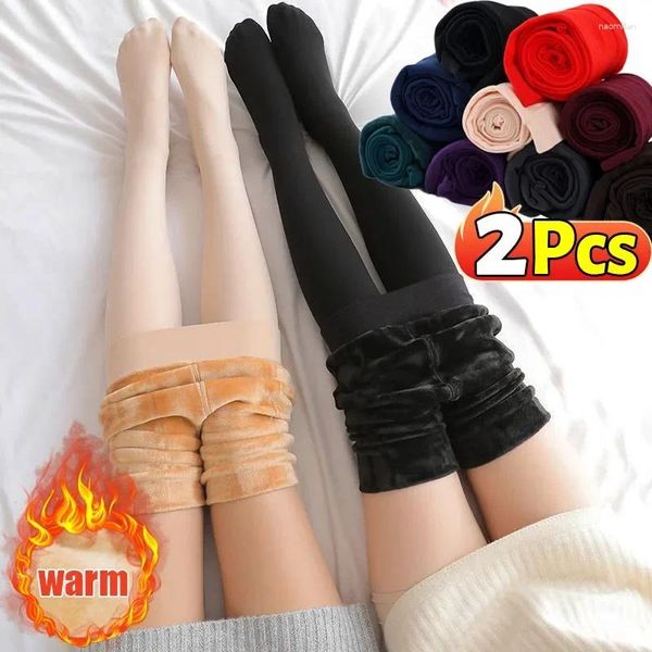 Leggings pour femmes collants chauds chauds femmes pantalons de bas de la thermale élastique enlecement mince élastique épaissis
