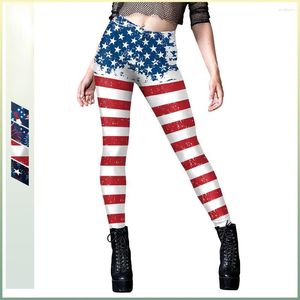 Mallas de mujer Mujer Cintura elástica Legging EE. UU. Bandera Rayas Impreso Casual Fitness Cosplay S-XL 4Color