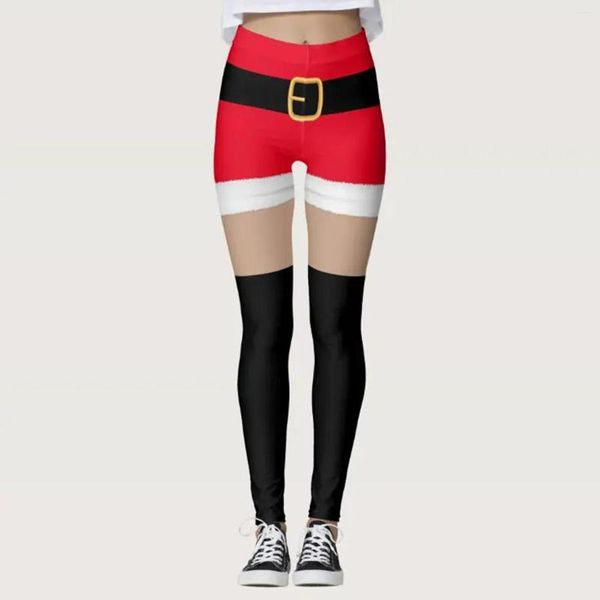 Leggings Femmes Femmes Pantalons imprimés de Noël Fête Père Noël Renne Entraînement Jogging Dames Année Pantalon Stretch