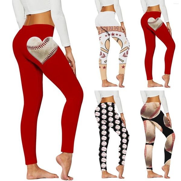 Leggings Femmes Femmes Confortable Vache Baseball Imprimer Collants Contrôle Yoga Sport Pour Taille Haute