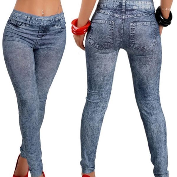 Legging Femme Denim Jeans Pantalon Avec Poche Slim Fitness Bleu Noir Leggins 2023