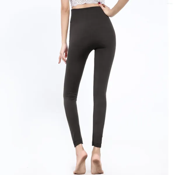 Leggings para mujer Mujeres Fleece Black Slim Pantimedias Elasticidad Cintura alta Mujer Deportes atléticos joggings femeninos medias térmicas pantalones