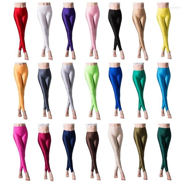 Leggings pour femmes Femmes Taille haute Pantalon de yoga Collants de sport brillants Entraînement Neons 066C