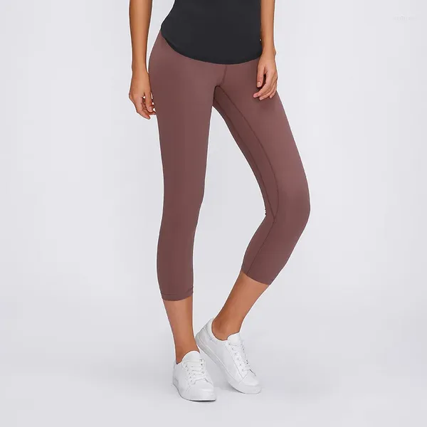 Leggings para mujer Mujeres Levantamiento de cadera Fitness Secado rápido Estiramiento Correr Recortado Lijado de doble cara Deporte 2024 Ropa de verano de primavera