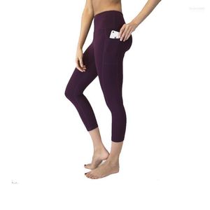 Women's Leggings Dames Toivotuksia Telefoon Pocket Bushed Capri Legging High Taille Casual Fitness Clothing