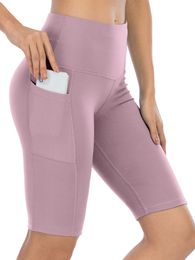 Leggings voor dames vrouwen korte fitness leggings zomer polyester zakken gym leggins hot sale sport yoga broek hoge taille elastiek 230505