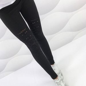 Leggings femmes femmes déchiré trou cheville longueur pantalon 2022 mode Style été Sexy dentelle grande taille crayon pantalon noir
