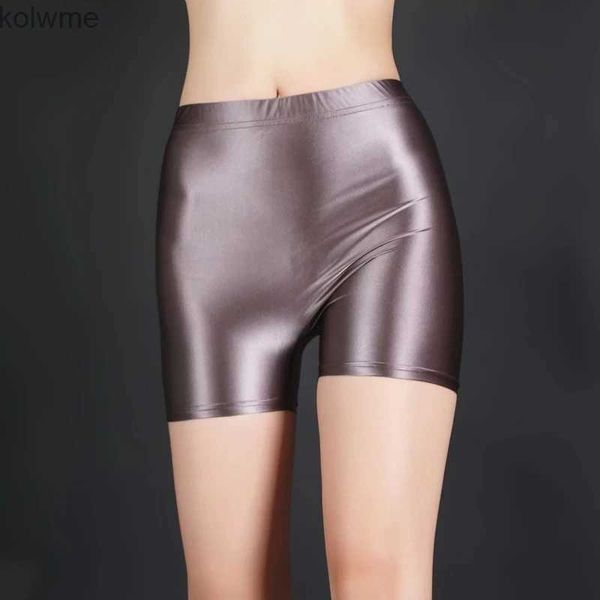 Leggings Femmes Femmes Taille Haute Sexy Short De Sécurité Huile Brillant Sans Soudure Culotte Brillant Bas Yoga Gym Porter Bonbons Couleur Pantalon Chaud Legging Serré YQ240130