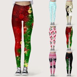 Damesleggings Dames vrolijk kerstfeest Digitaal 3D-printen Broek voor dames Yoga Hardlopen Gym Panty Compressie Xams Navidad