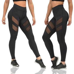 Leggings pour femmes patch en mesh patch athlétique jambes hautes leggings à taille de sport solide pour femmes pantalon pantalon plus taille s-xl y240508