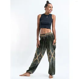 Leggings féminins féminins hauts plus pantalons de yoga hommes femmes pantalons thaïlandais festival boho smock high taille filles avec poches