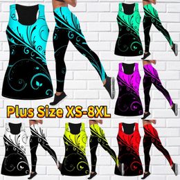 Dameslegging Yogaset Mode 3D Opgerold Grasprint Training Fitnessbroeken en tops XS-8XL