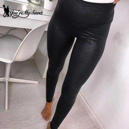 Leggings voor vrouwen, je bent mijn geheime vrouwen hoge elasticiteit lederen broek zwart krokodil patroon pu lederen push up gym slank fitness leggings t221020