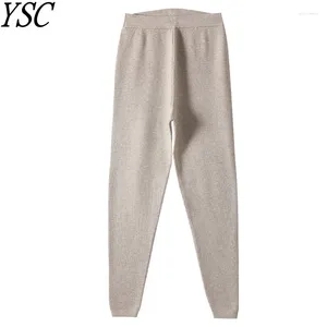 Leggings para mujer YSC 2024 Mujeres de punto Pantalones de lana australianos Calor suave Estilo de barra vertical Alta elasticidad Cuerpo de alta calidad Abrazando