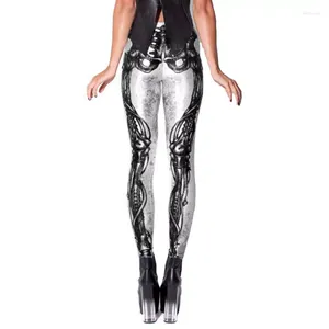 Leggings pour femmes Ysdnchi imprimé Leggins 3D numérique Halloween noir jambe os squelette cadre femmes pantalons crayon pnats