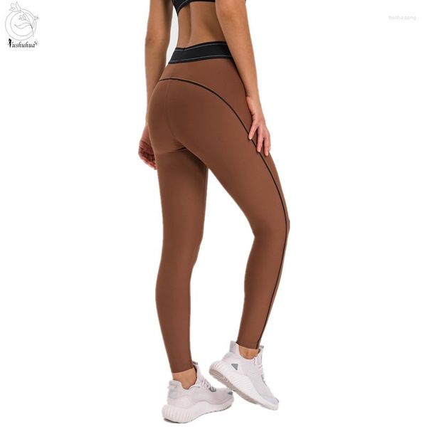 Mallas de mujer Yushuhua cintura alta levantamiento de cadera pantalones deportivos mujeres elástico correr Fitness gimnasio compresión secado rápido Yoga