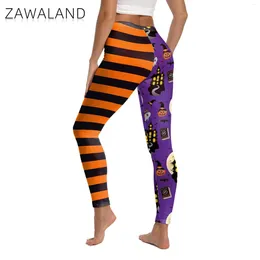 Leggings de mujeres Zawaland Stripe Stripe Women Women Pantalones Casuales Terror Halloween 3d Pantalones impresos Cosplay delgada