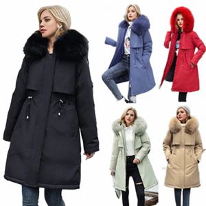 Veste Lg Cott pour femmes avec grand col faux manteau d'hiver épais en duvet rembourré vêtements d'extérieur L XXXL d manteau d'hiver h6lu #