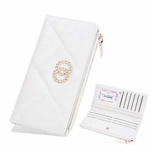 portefeuille LG pour femmes en cuir Pu Multi-slots Carte de cartes de grande capacité à glissière à glissière PHE PORTY SOLLETLES BLANC ROUGES POUR FEMMES F8JB #