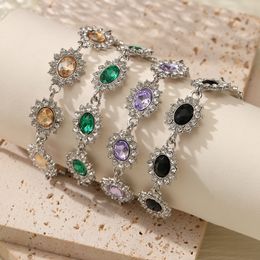 Dameslicht luxe gekleurde zirkoonarmband Europese en Amerikaanse kleurrijke armband Designer sieraden