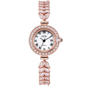 Dameslicht luxe retro-stijl hoog uiterlijk niveau kleine gouden spike fritillaria diamant kleine wijzerplaat quartz waterdicht horloge