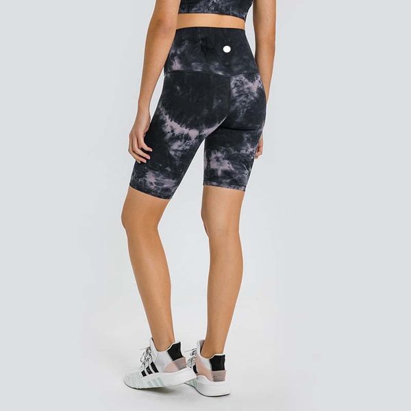 Femmes LL Yoga Tie-dye Shorts costume aligner sport taille haute cinquième pantalon course sous-vêtements de sport jambières d'exercices DK167