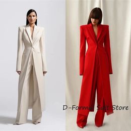 Costume Long 2 pièces pour femmes, veste et pantalon, coupe cintrée, ensembles courts, sur mesure, 1 bouton, High Street, vêtements de luxe pour femmes, ensemble pantalon, 240115