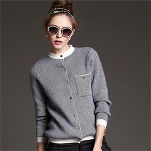 Femmes Long Baseball Kitted Cachemire Cardigan Pull Femme Automne Hiver Demi Col Roulé Marque Casual Bleu Cardigans 201223