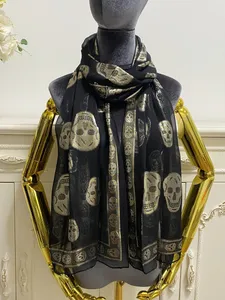 Lange sjaalsjaals van dames 100% zijden materiaal glanzende mode pint letters patroon grootte 190 cm- 55 cm