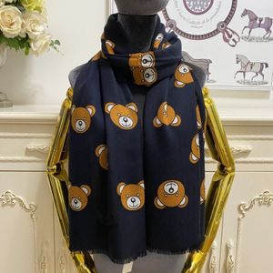 Echarpe longue femme foulards matière 100% laine Imprimé lettres motif ours taille 180cm - 65cm294z