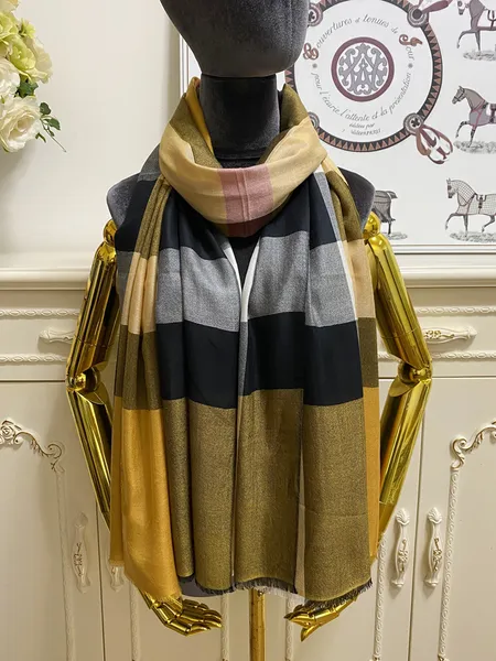 Bufanda larga para mujer, bufandas, material de Cachemira, patrón de rayas finas y suaves, tamaño 200cm-90cm