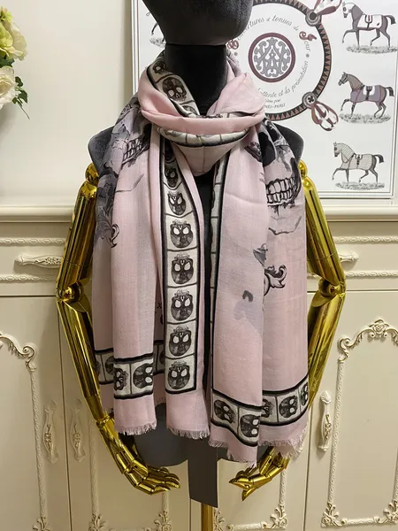 Bufanda larga para mujer, chal, material de Cachemira, patrón de flores con estampado rosa fino y suave, tamaño 190cm-68cm