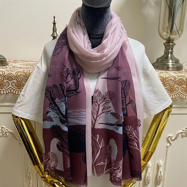 Bufanda larga para mujer, chal de buena calidad, material 100% Cachemira, patrón de pinta rosa fina y suave, tamaño 200cm - 100cm