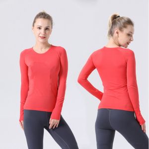 T-shirt de yoga de sport à manches longues pour femmes Sports complets Switch workout GYM vêtements Couleur unie lu-777 lululoemon 2023 top