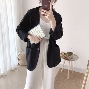 Women's Lange mouwen Blazer Dames Design Sense Niche Vroege Zomer Tops Koreaanse Casual Wild Loose Suit Dames PL172 210506