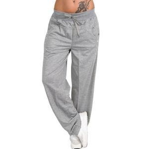 Pantalon sarouel Sport ample Femme jambe large taille haute à lacets droit grande taille pantalons de survêtement Joggers Pantalon Femme 2019