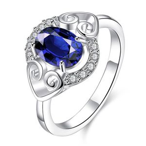 Dames liefde volledige diamant mode hartvormige ring 925 zilveren ring stpr007-b gloednieuwe blauwe edelsteen sterling verzilverd 248t