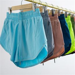 Lu nieuwe Fiess shorts voor dames met anti -glans veter en meerdere zakken voor hardlopen, casual, snel drogen, zweetabsorberende yogabroeken Lemen